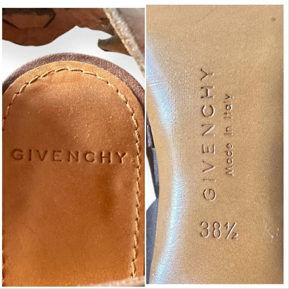Givenchy Brown Leather Gladiator Huarache Sandal, Mid Heel, Size 38.5EU